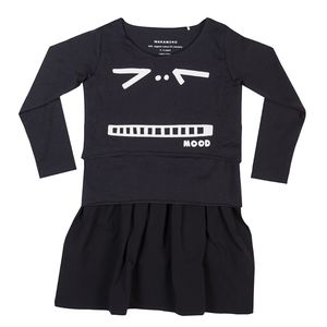 NWT Wakamono Clara Layered Lagenlook Dress in Charcoal Black Size 128/7-8 years